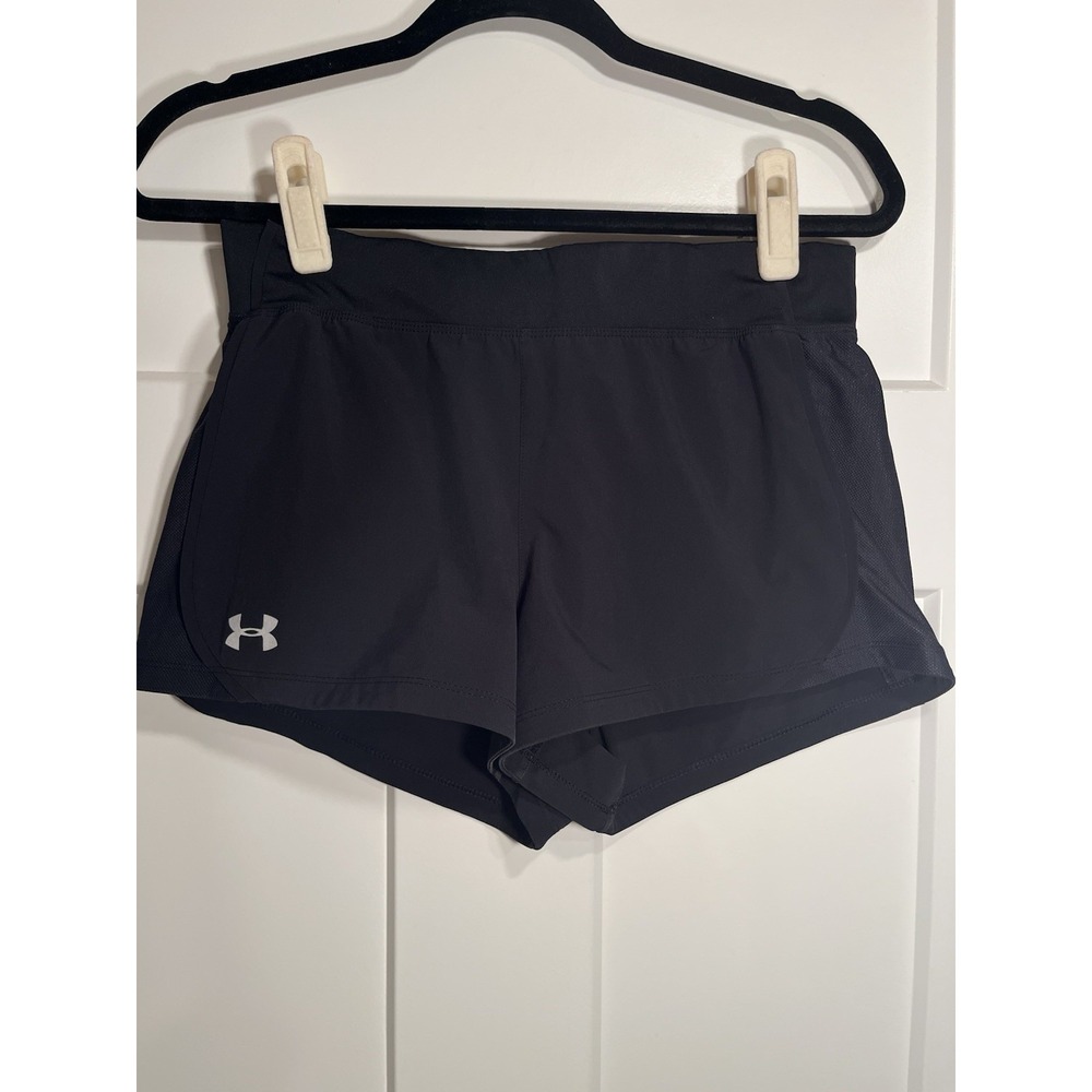 Under Armour Fly By Running Shorts Women S Black HeatGear Lined Zip Pocket